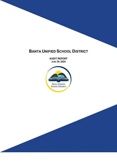 Banta Unified School District ACFR Cover