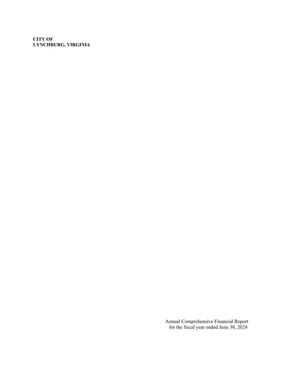 City of Lynchburg, Virginia ACFR Cover