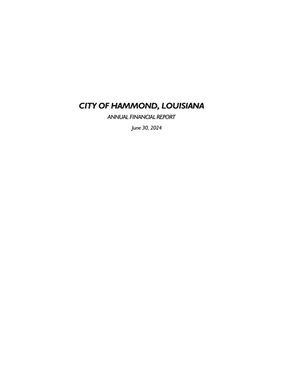 City of Hammond, Louisiana ACFR Cover
