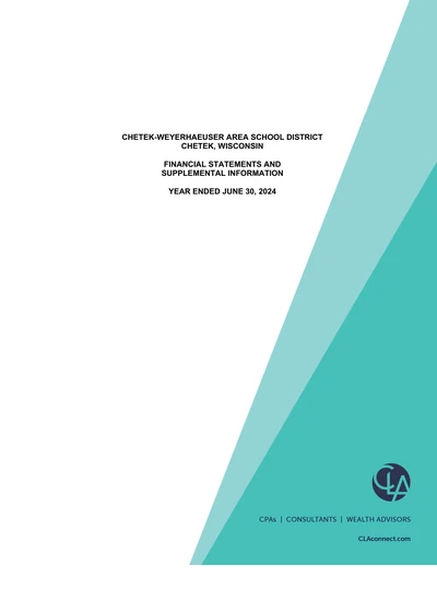Chetek-weyerhaeuser Area School District ACFR Cover