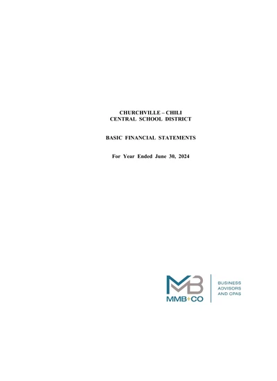 Churchville Chili Central School District ACFR Cover