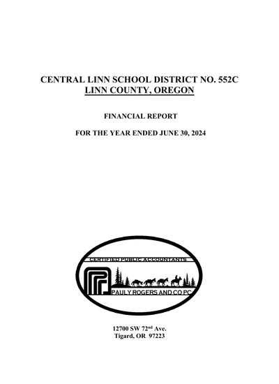 Central Linn School District No. 552c ACFR Cover