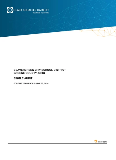 Beavercreek City School District ACFR Cover
