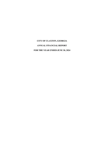 City of Claxton, Georgia ACFR Cover