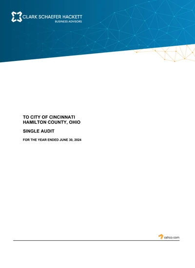 City of Cincinnati ACFR Cover