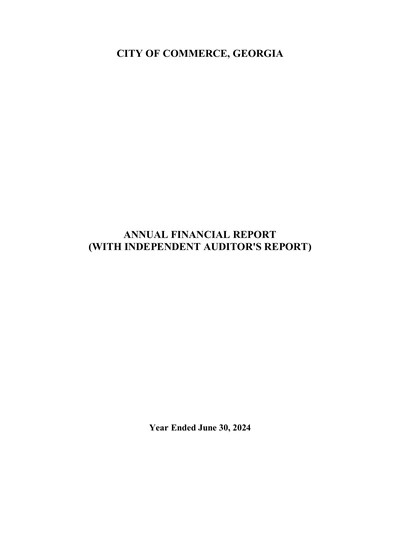 City of Commerce, Georgia ACFR Cover