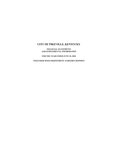 City of Pikeville, Kentucky ACFR Cover