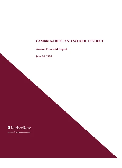 Cambria-friesland School District ACFR Cover