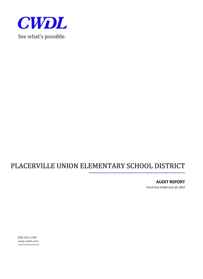Camino Union Elementary School District ACFR Cover