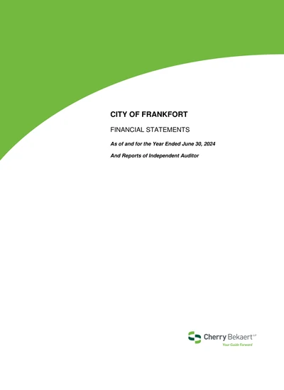 City of Frankfort ACFR Cover