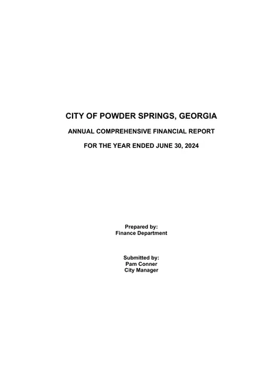 City of Powder Springs, Georgia ACFR Cover