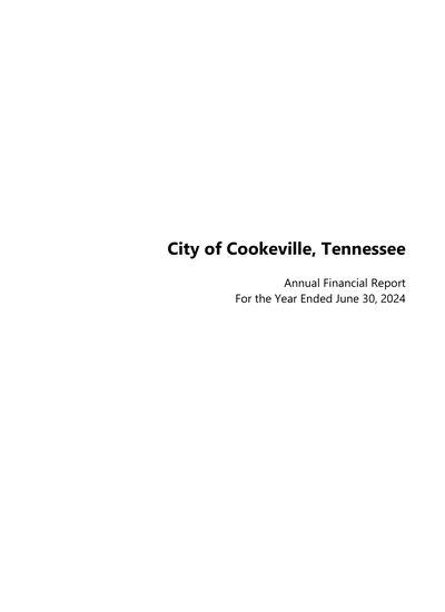 City of Cookeville, Tennessee ACFR Cover