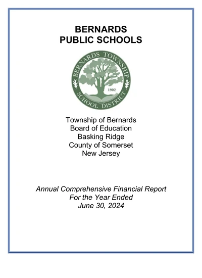Bernards Township School District ACFR Cover