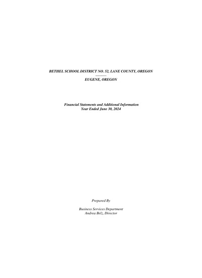 Bethel School District No. 52 ACFR Cover