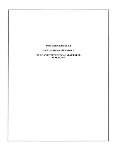 Bow School District ACFR Cover