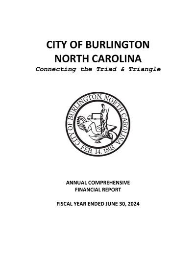 City of Burlington ACFR Cover