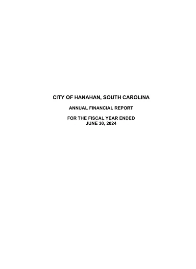 City of Hanahan ACFR Cover