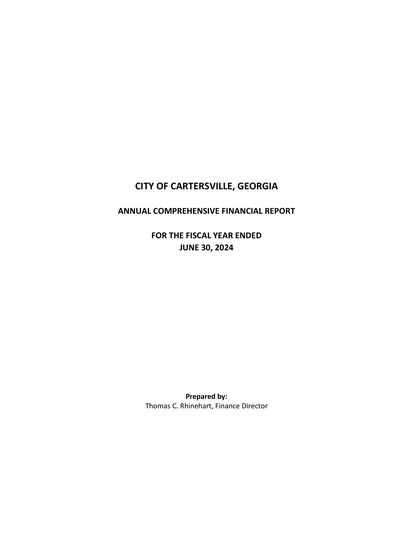 City of Cartersville, Georgia ACFR Cover