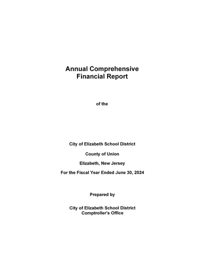 City of Elizabeth School District ACFR Cover