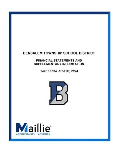 Bensalem Township School District ACFR Cover