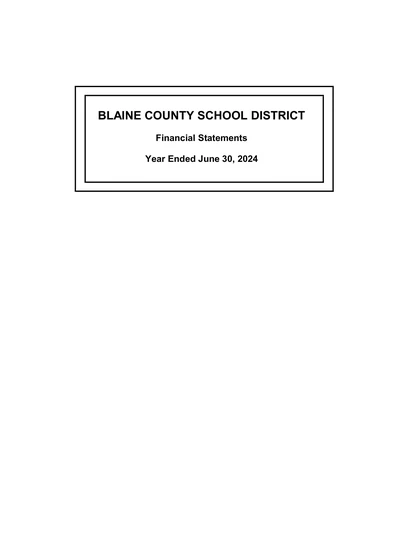 Blaine County School District ACFR Cover