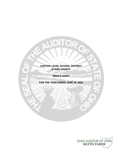 Canton Local School District ACFR Cover