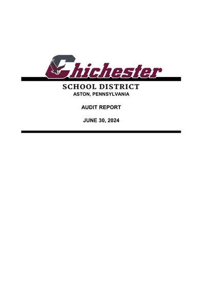 Chichester School District ACFR Cover