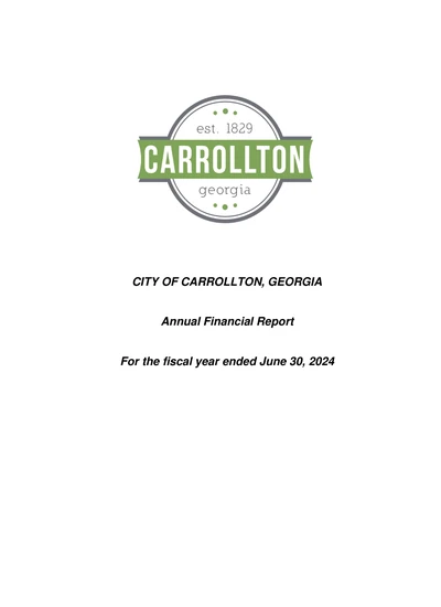 City of Carrollton, Georgia ACFR Cover