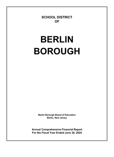 Berlin Borough School District ACFR Cover