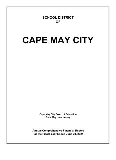 Cape May City School District ACFR Cover