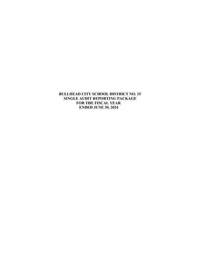 Bullhead City School District No. 15 ACFR Cover