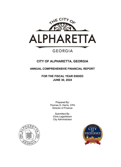 City of Alpharetta, Georgia ACFR Cover