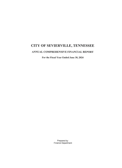 City of Sevierville, Tennessee ACFR Cover