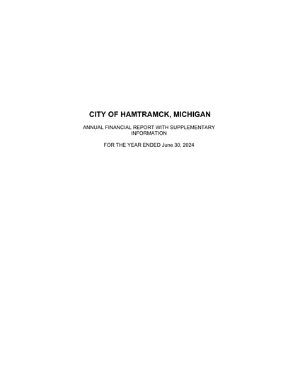 City of Hamtramck ACFR Cover