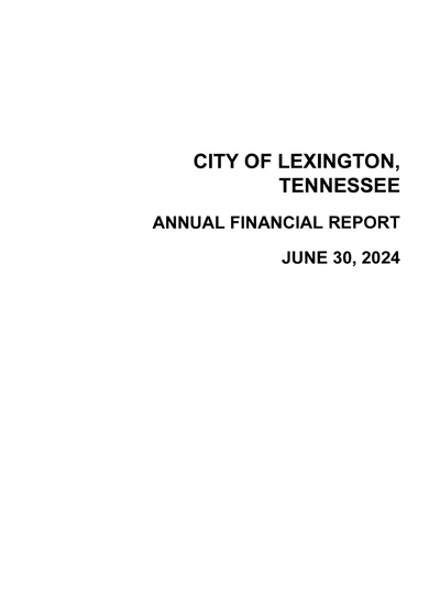 City of Lexington ACFR Cover