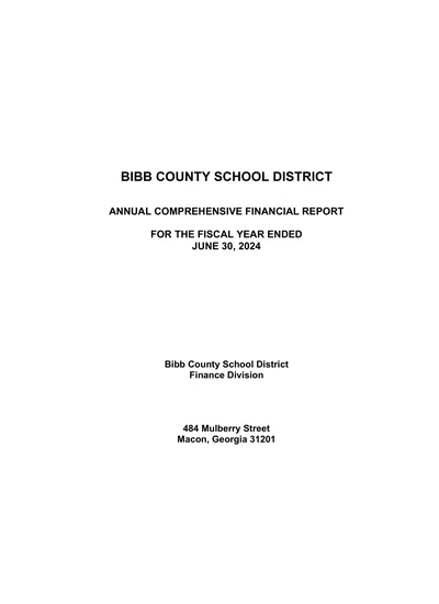 Bibb County School District ACFR Cover