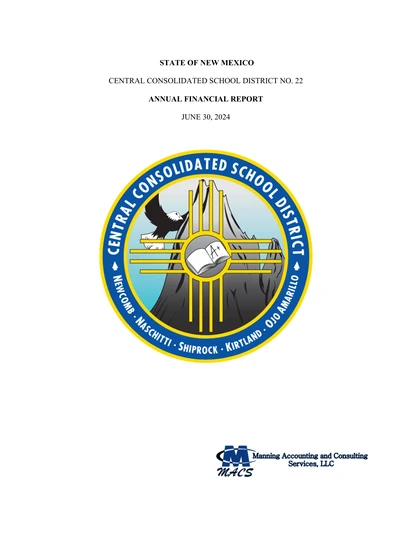 Central Consolidated School District ACFR Cover