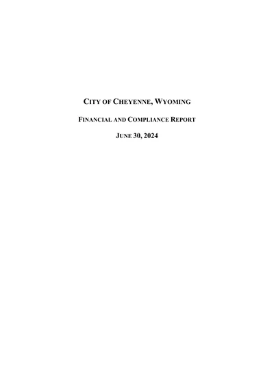 City of Cheyenne, Wyoming ACFR Cover