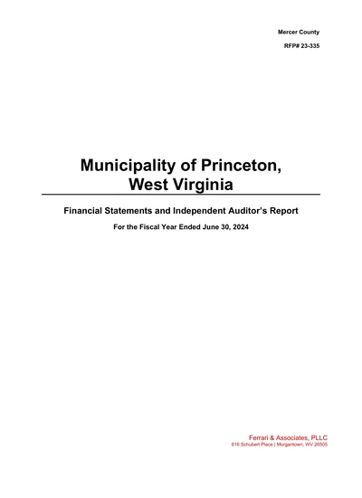 City of Princeton ACFR Cover