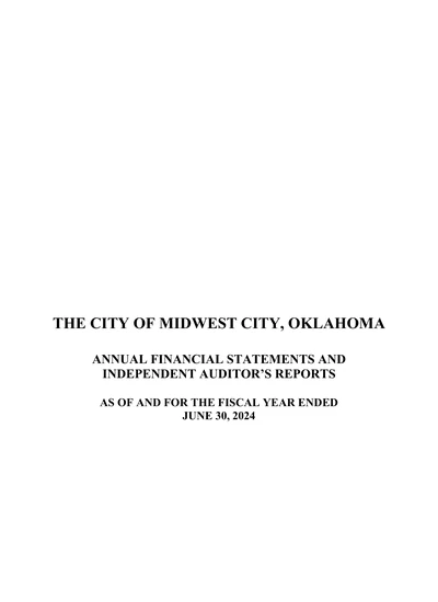 City of Midwest City ACFR Cover