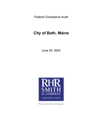 City of Bath, Maine ACFR Cover