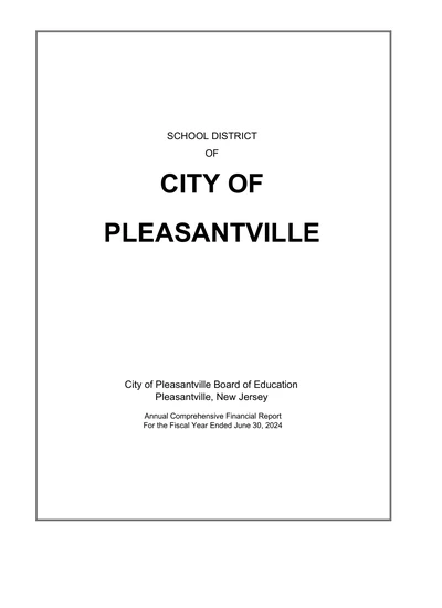 City of Pleasantville School District ACFR Cover