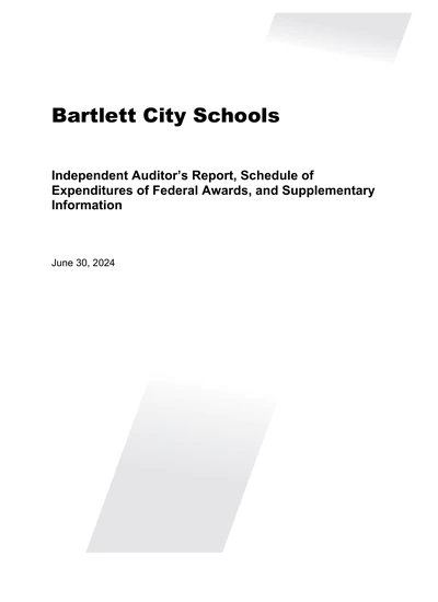 Bartlett City Schools ACFR Cover
