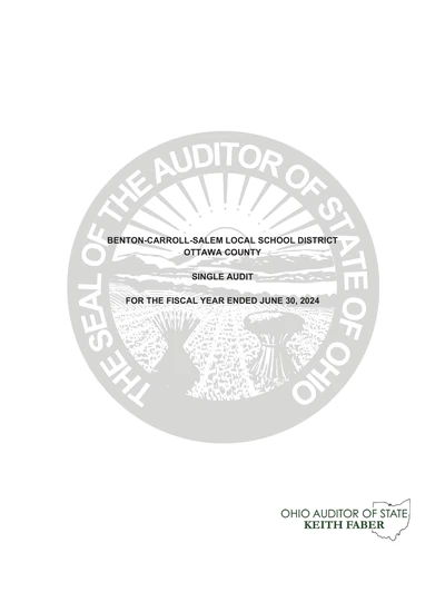 Benton-carroll-salem Local School District ACFR Cover