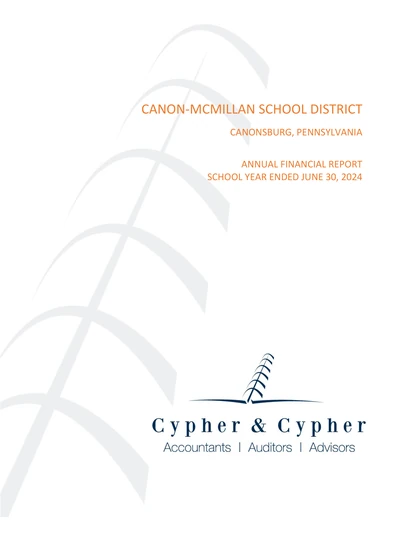 Canon-mcmillan School District ACFR Cover