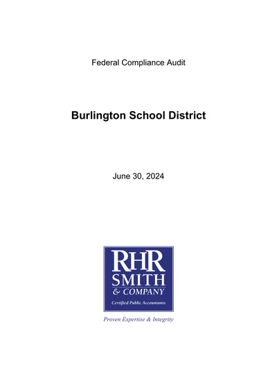 Burlington School District ACFR Cover