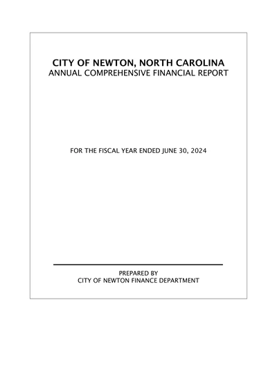 City of Newton ACFR Cover