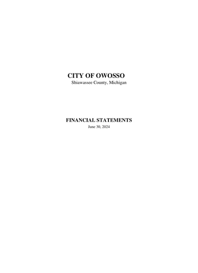 City of Owosso ACFR Cover