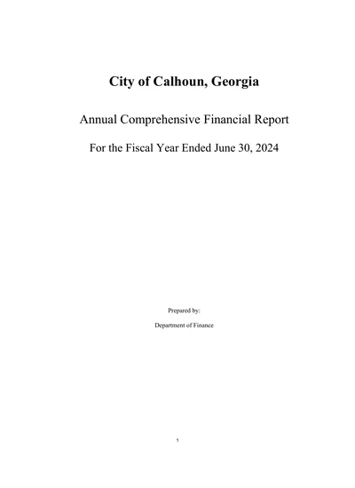 City of Calhoun, Georgia ACFR Cover