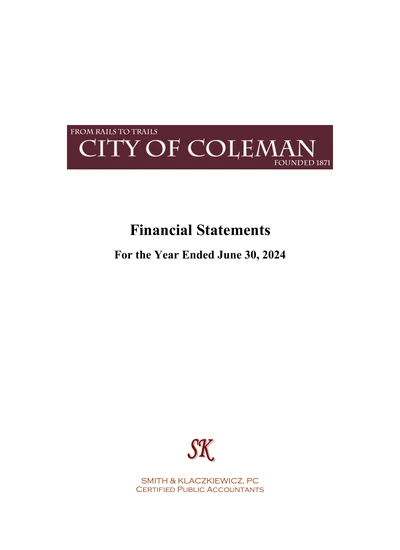 City of Coleman ACFR Cover
